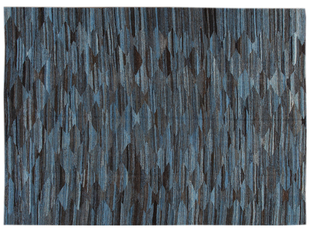 Modern Flat-Weave Wool Rug, 9 X 12