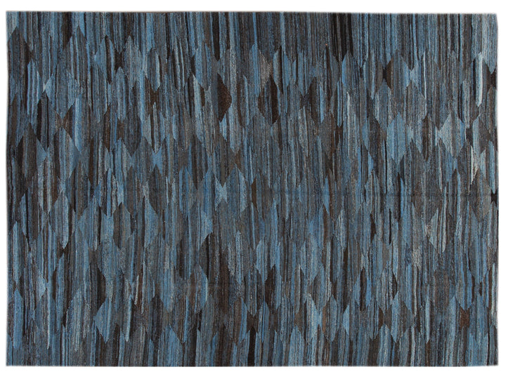 Modern Flat-Weave Wool Rug, 9 X 12