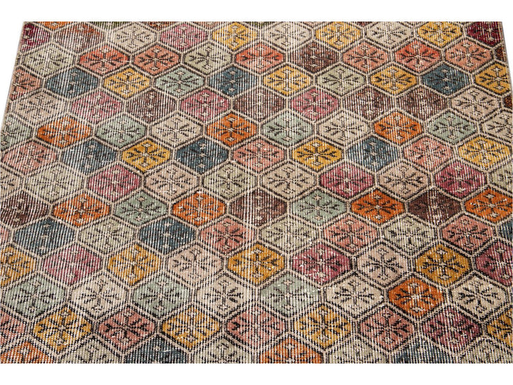 Vintage Turkish Scatter Wool Rug 4 X 6