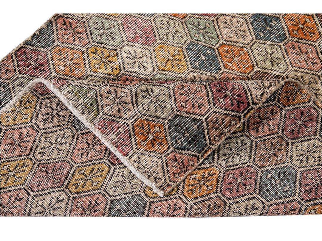 Vintage Turkish Scatter Wool Rug 4 X 6