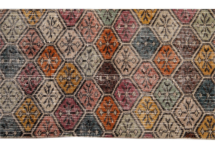 Vintage Turkish Scatter Wool Rug 4 X 6