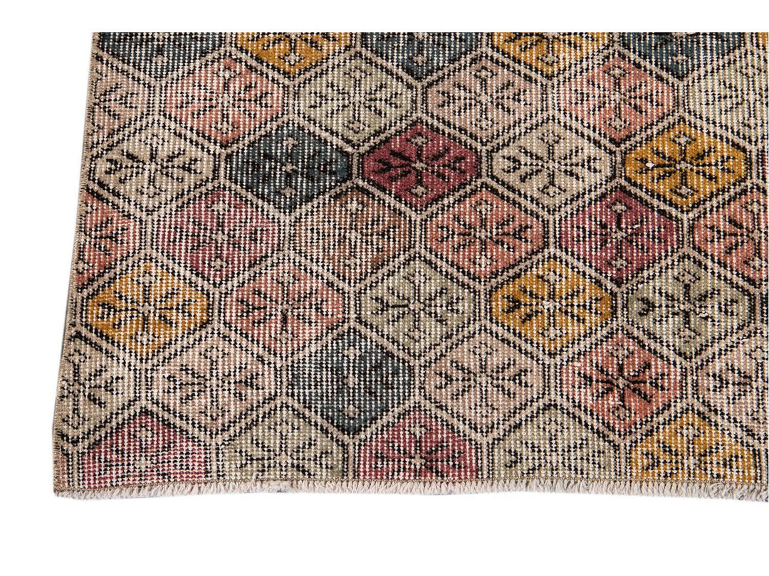Vintage Turkish Scatter Wool Rug 4 X 6