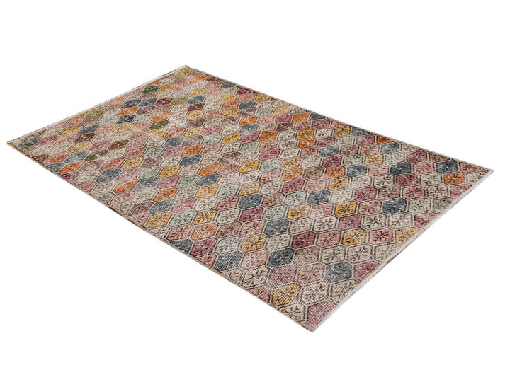 Vintage Turkish Scatter Wool Rug 4 X 6