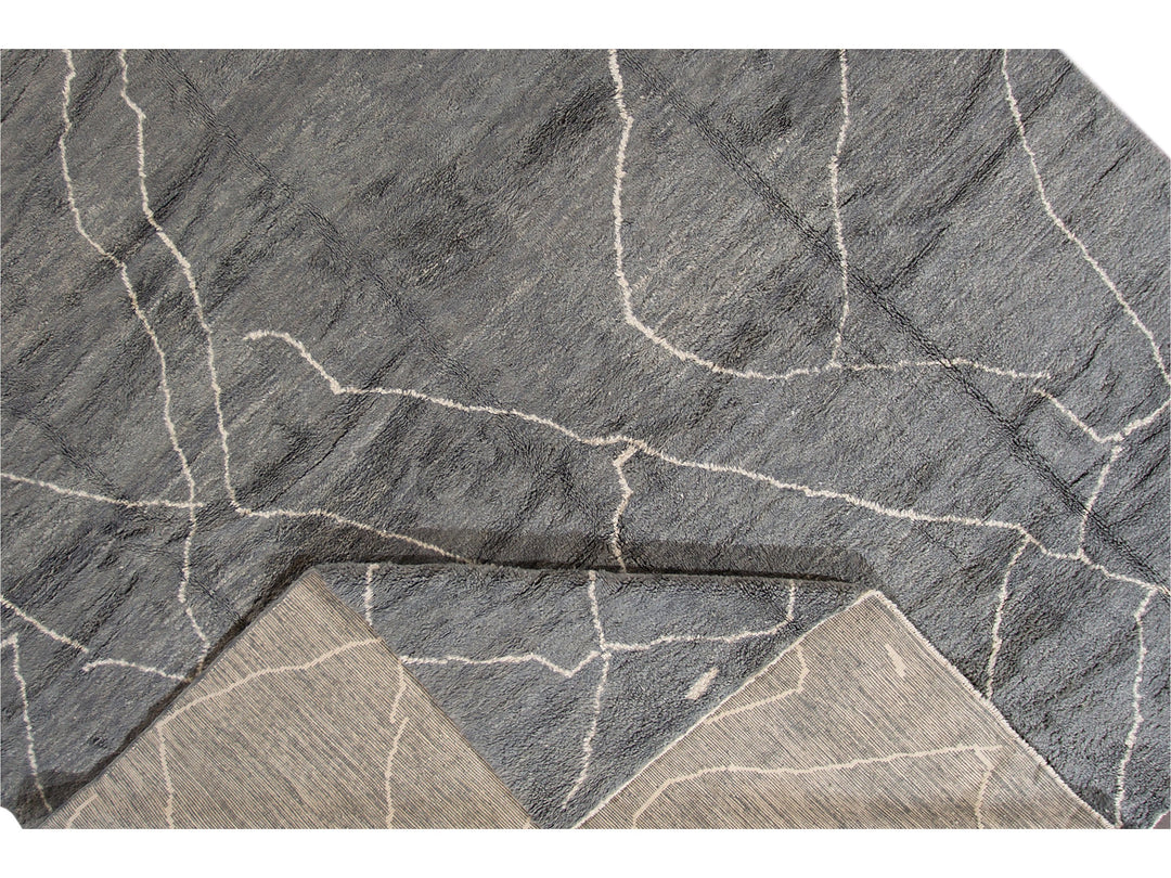 Modern Moroccan-Style Oversize Wool Rug 13 x 19