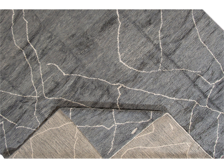 Modern Moroccan-Style Oversize Wool Rug 13 x 19