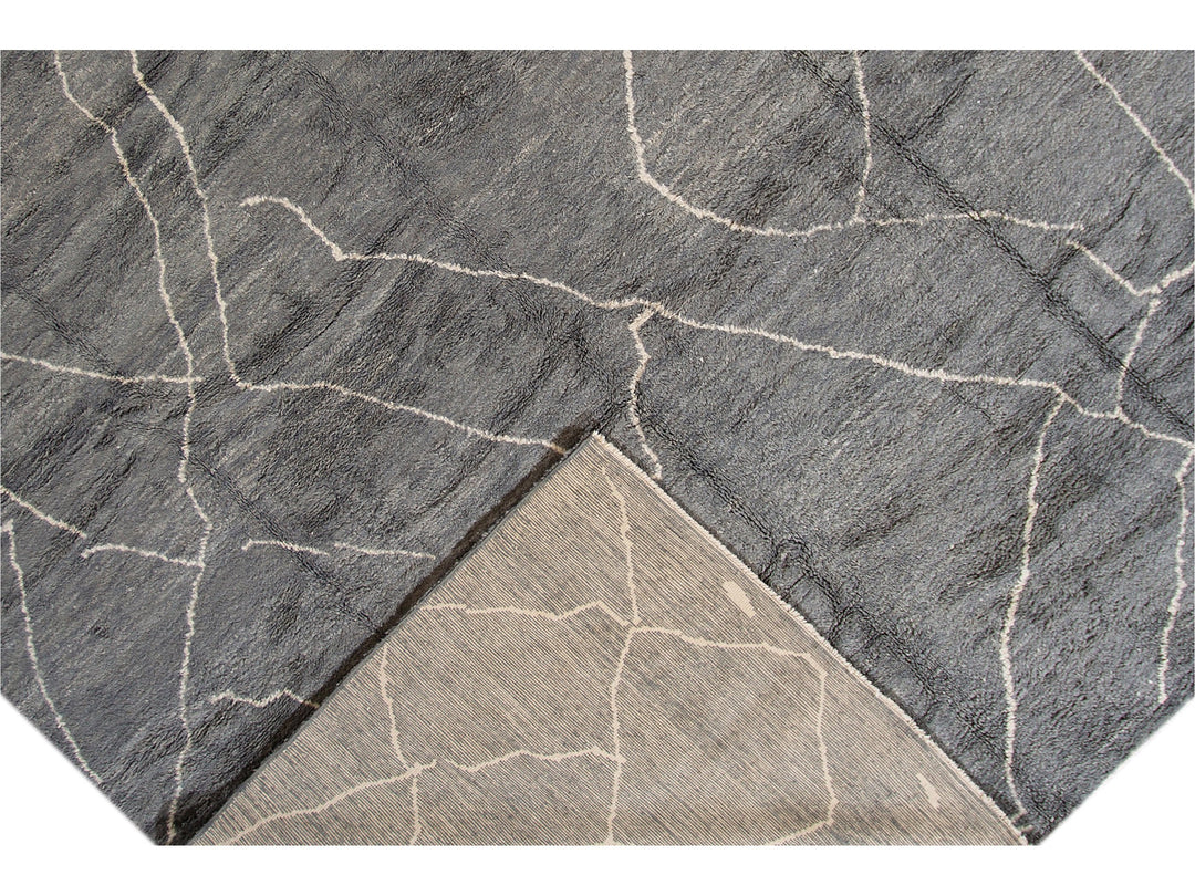 Modern Moroccan-Style Oversize Wool Rug 13 x 19