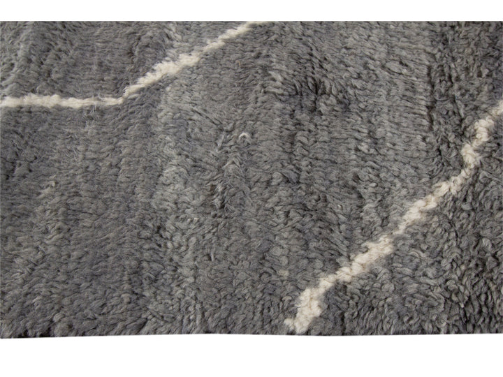 Modern Moroccan-Style Oversize Wool Rug 13 x 19