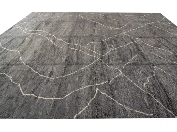 Modern Moroccan-Style Oversize Wool Rug 13 x 19