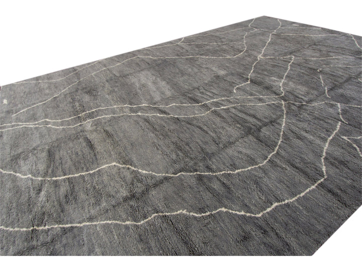 Modern Moroccan-Style Oversize Wool Rug 13 x 19