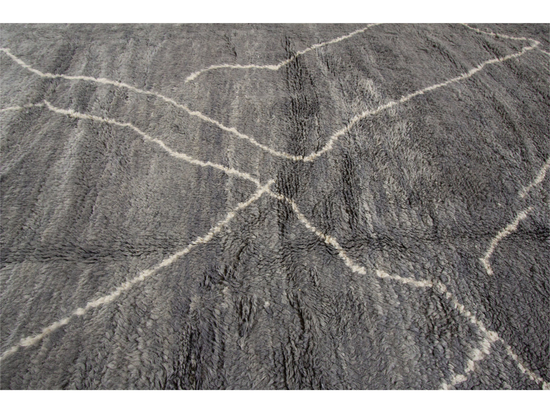 Modern Moroccan-Style Oversize Wool Rug 13 x 19