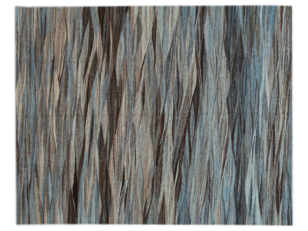 Modern Flat-Weave Wool Rug 9 X 12