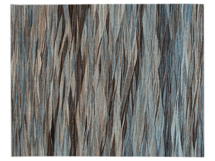 Modern Flat-Weave Wool Rug 9 X 12