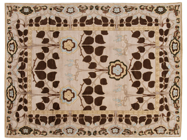 Modern Art & Crafts Style Wool Rug 9 X 12