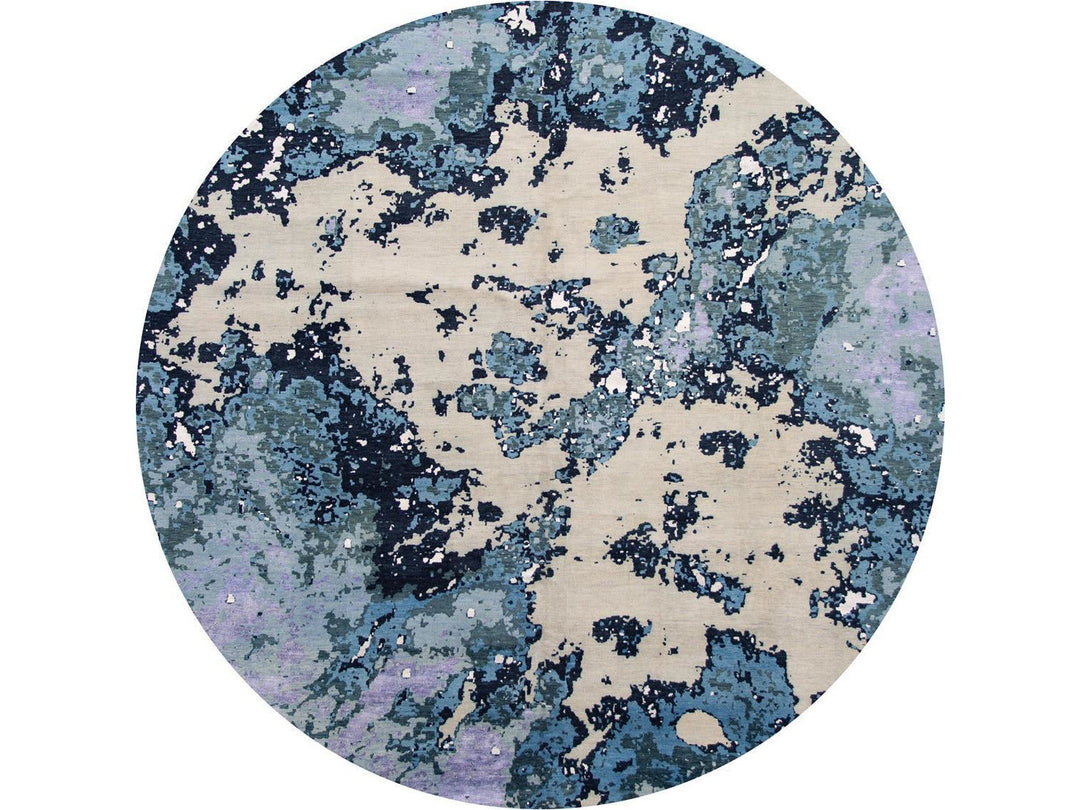 Modern Abstract Wool and Silk Rug 12 X 16