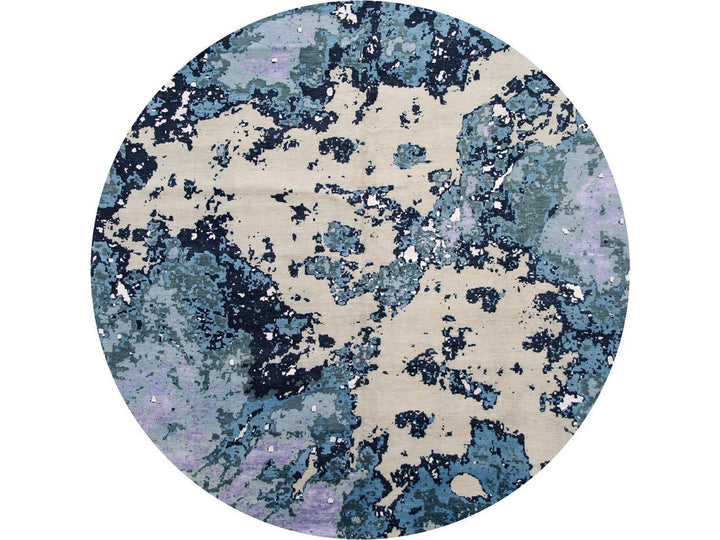 Modern Abstract Wool and Silk Rug 12 X 16