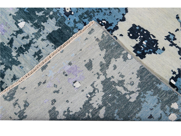 Modern Abstract Wool and Silk Rug 12 X 16