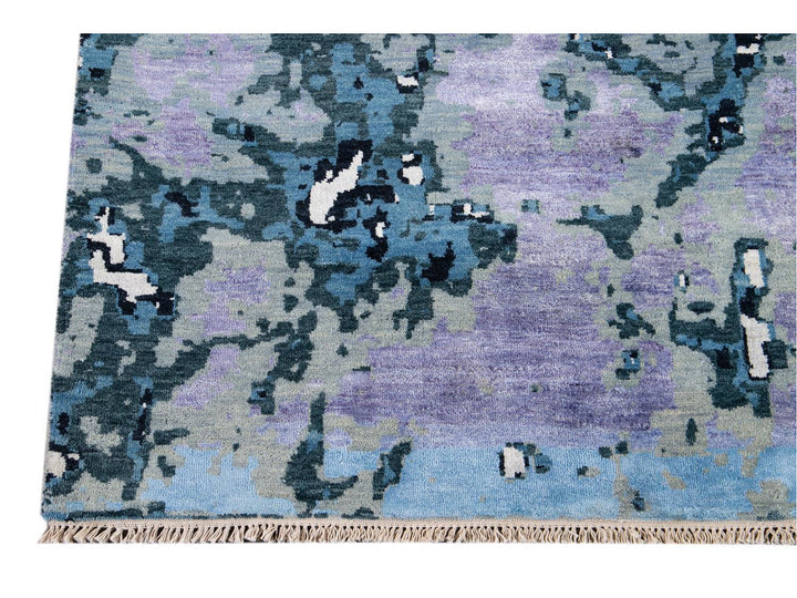 Modern Abstract Wool and Silk Rug 12 X 16