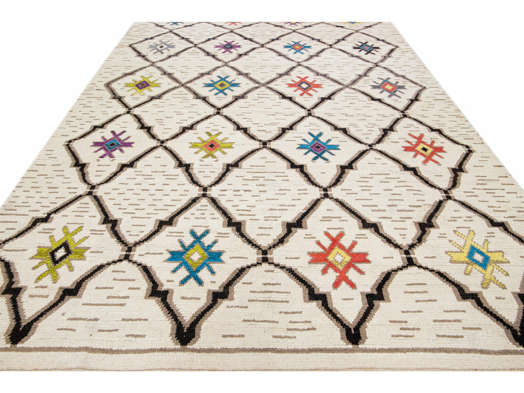 Modern Moroccan Wool Rug 9 X 13