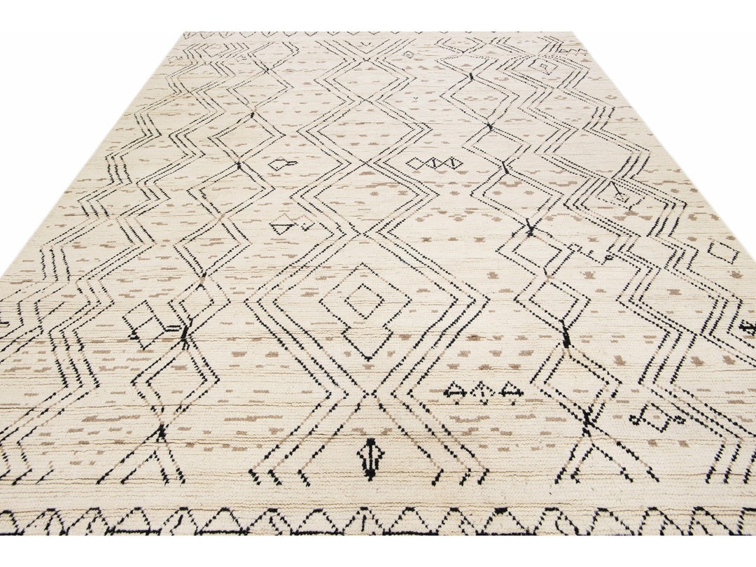 Modern Moroccan Wool Rug 9 X 13
