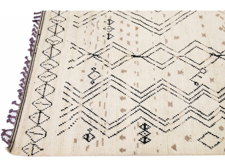 Modern Moroccan Wool Rug 9 X 13