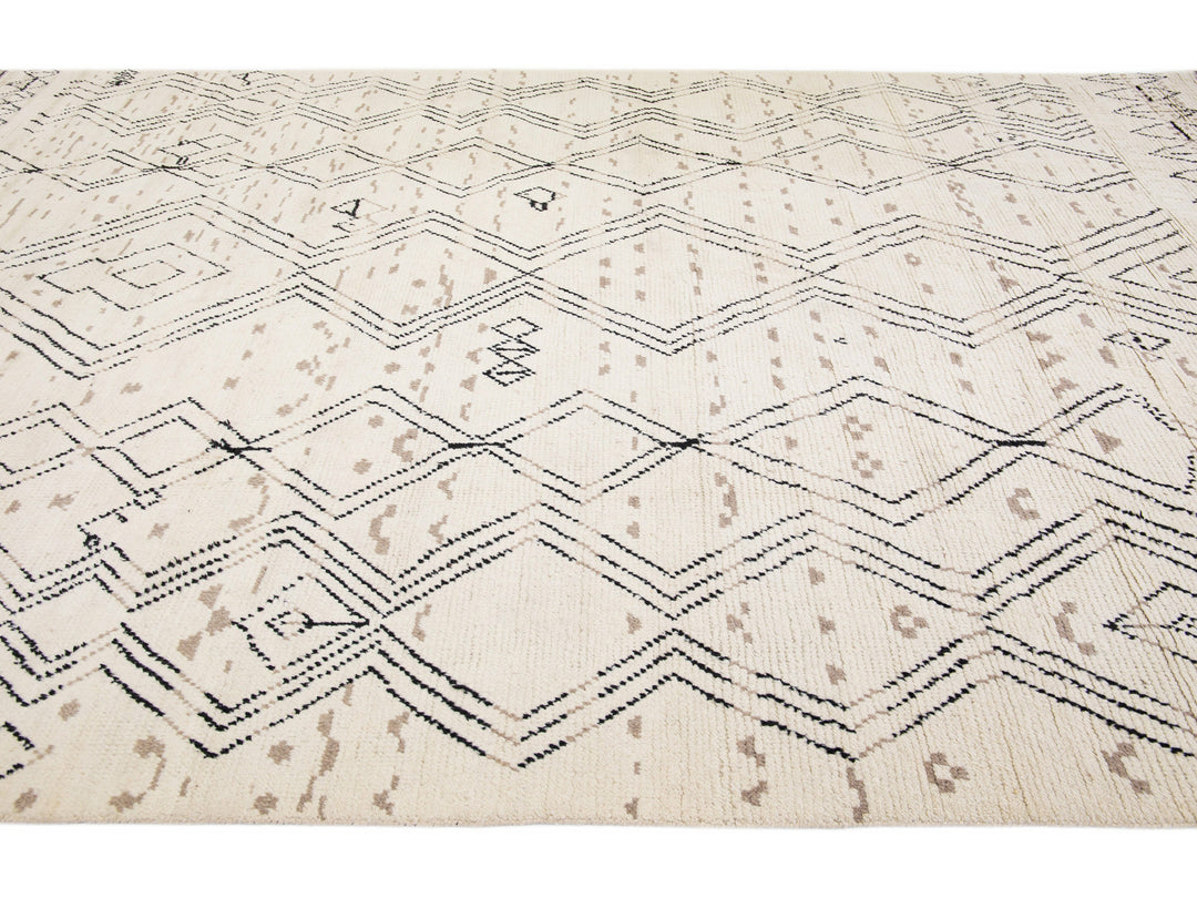 Modern Moroccan Wool Rug 9 X 13