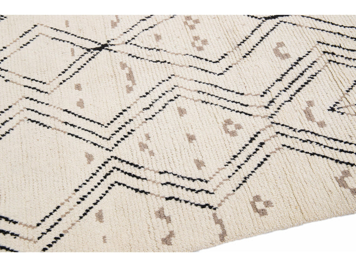 Modern Moroccan Wool Rug 9 X 13