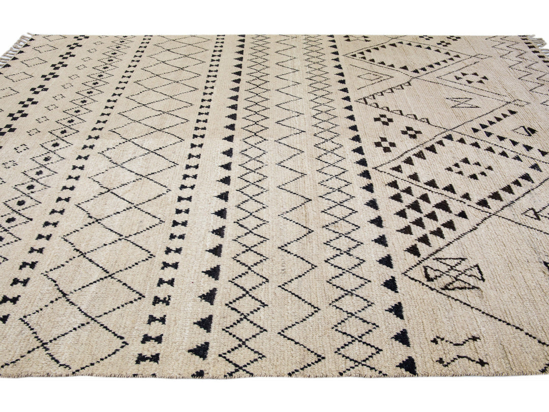 Modern Moroccan Wool Rug 9 X 12