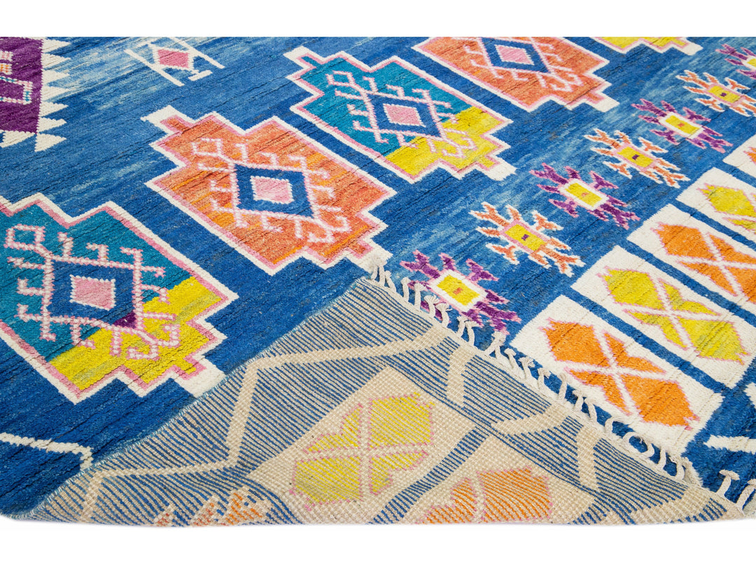 Modern Moroccan Wool Rug 10 X 14