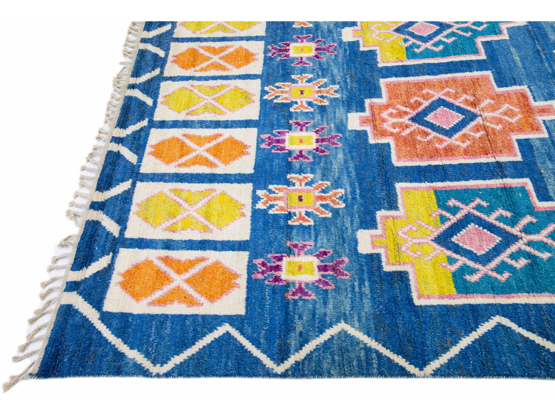 Modern Moroccan Wool Rug 10 X 14