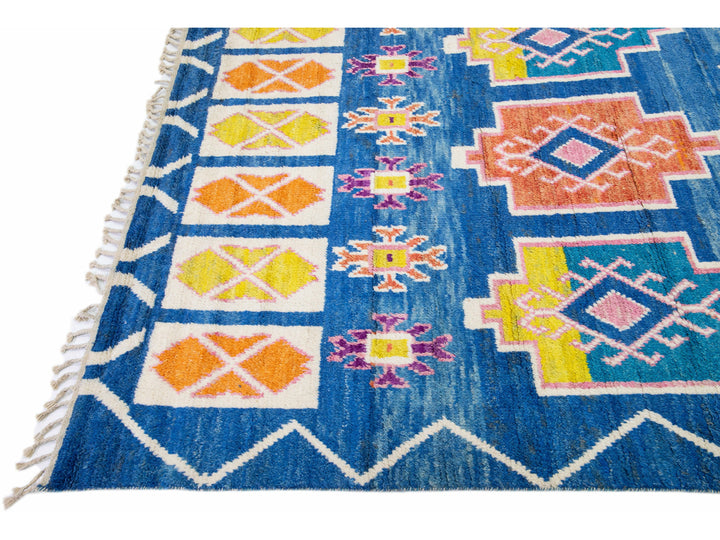 Modern Moroccan Wool Rug 10 X 14