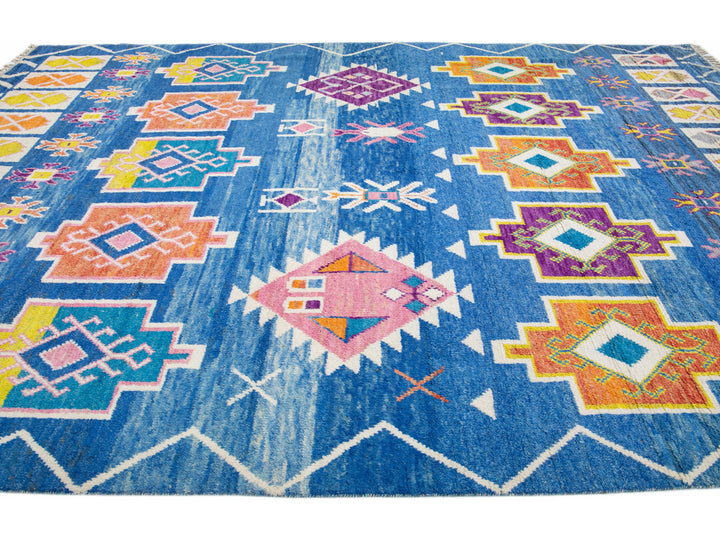 Modern Moroccan Wool Rug 10 X 14