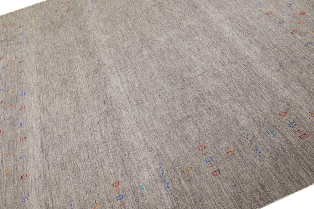Modern Gabbeh Wool Rug 9 X 9