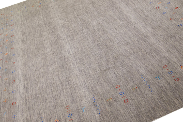 Modern Gabbeh Wool Rug 9 X 9