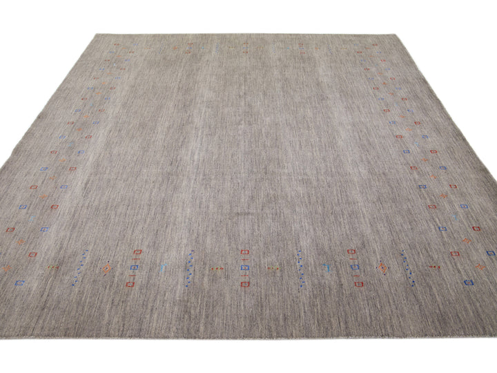Modern Gabbeh Wool Rug 9 X 9