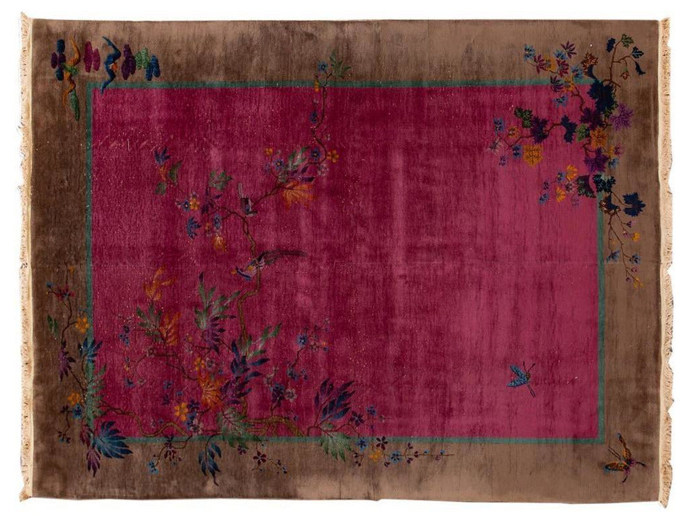 Antique Art Deco Chinese Wool Rug 9 X 12