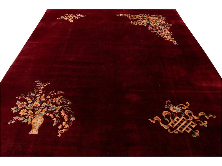 Vintage Art Deco Chinese Wool Rug 8 X 10