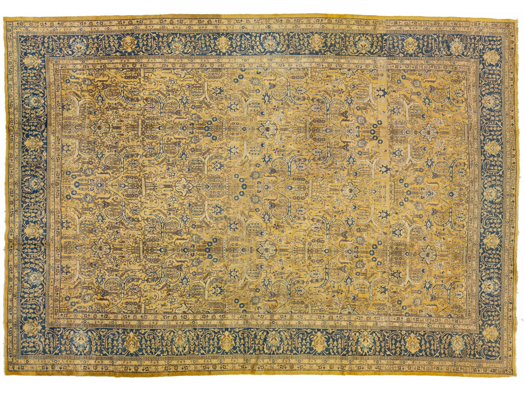 Antique Tabriz Wool Rug 12 X 17
