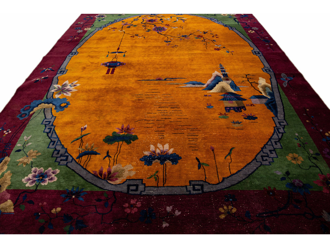 Antique Art Deco Chinese Rug 10 X 13