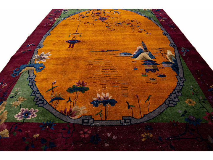 Antique Art Deco Chinese Rug 10 X 13