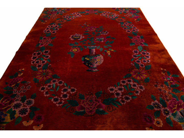 Antique Art Deco Wool Rug 9 X 12