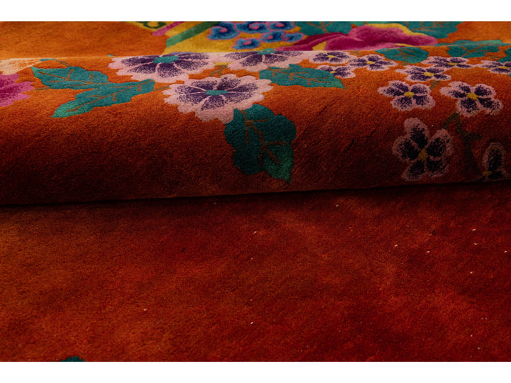 Antique Art Deco Wool Rug 9 X 12