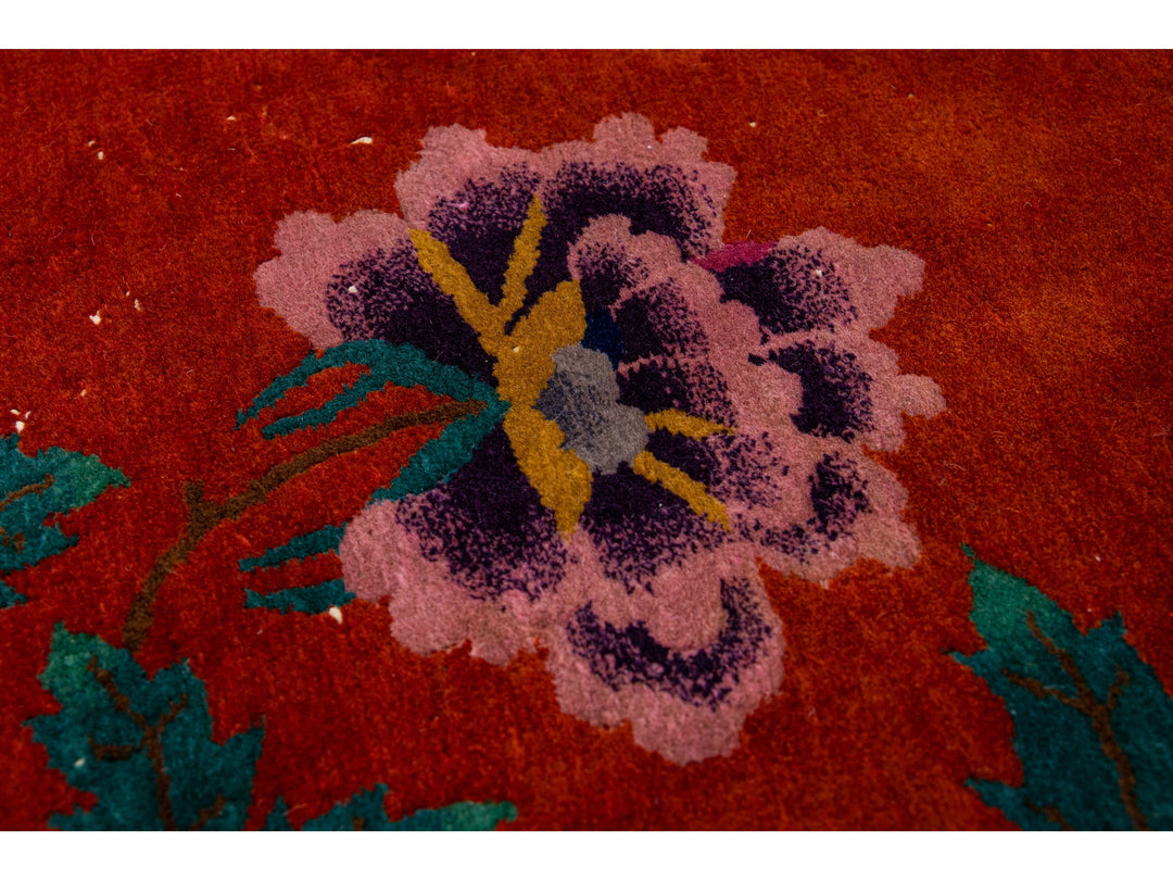 Antique Art Deco Wool Rug 9 X 12