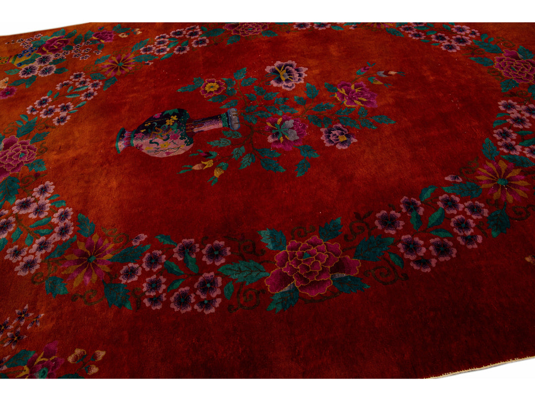 Antique Art Deco Wool Rug 9 X 12