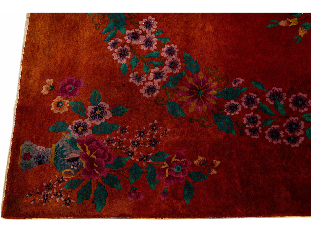 Antique Art Deco Wool Rug 9 X 12