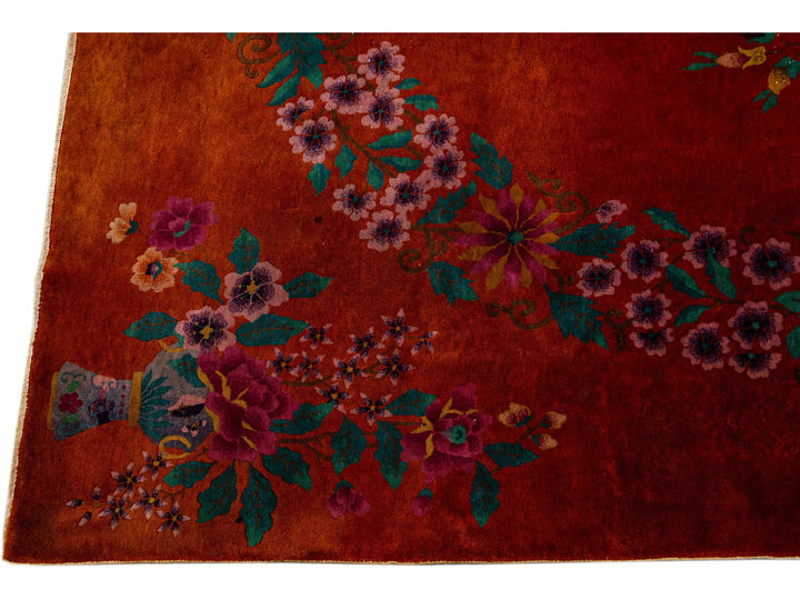Antique Art Deco Wool Rug 9 X 12