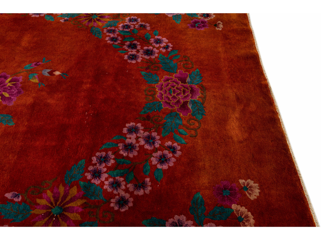 Antique Art Deco Wool Rug 9 X 12