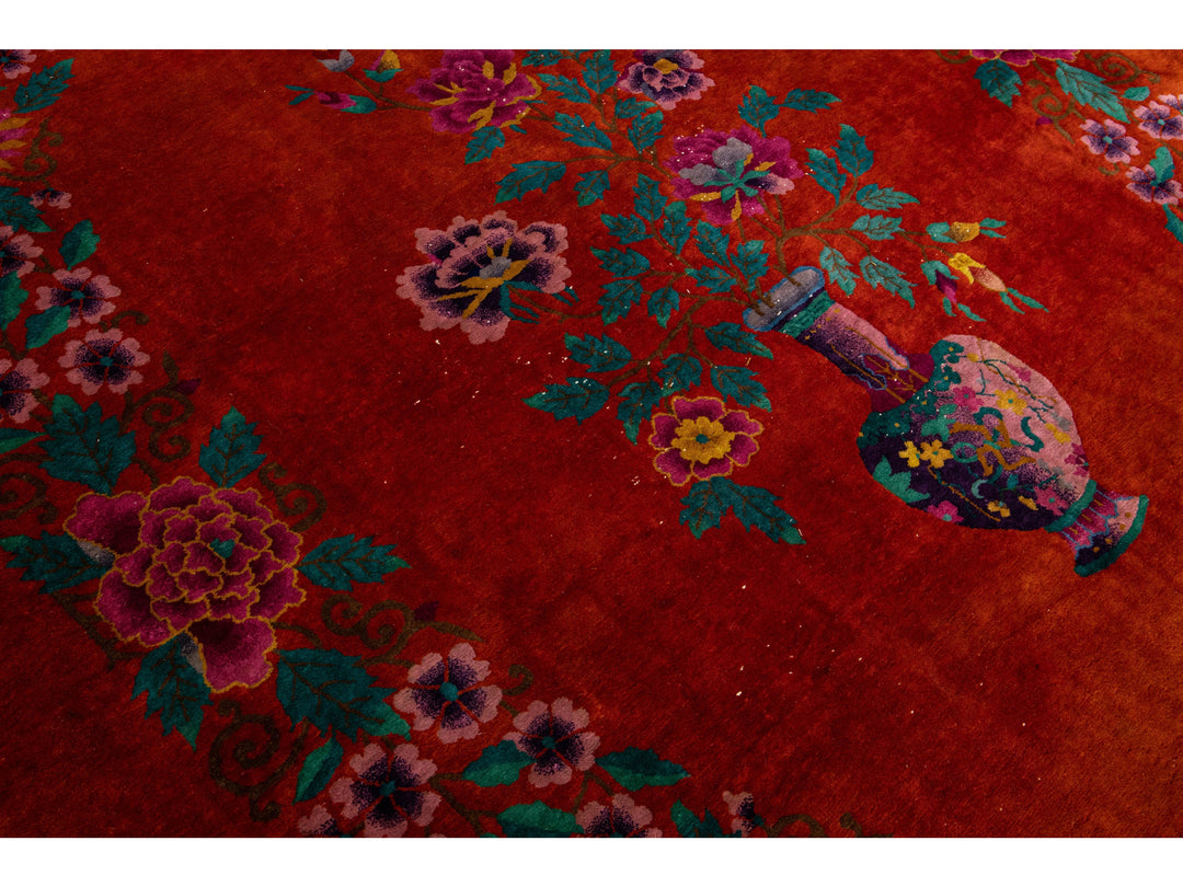 Antique Art Deco Wool Rug 9 X 12