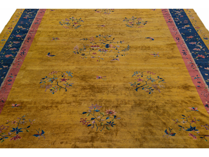 Antique Art Deco Chinese Wool Rug 12 X 20