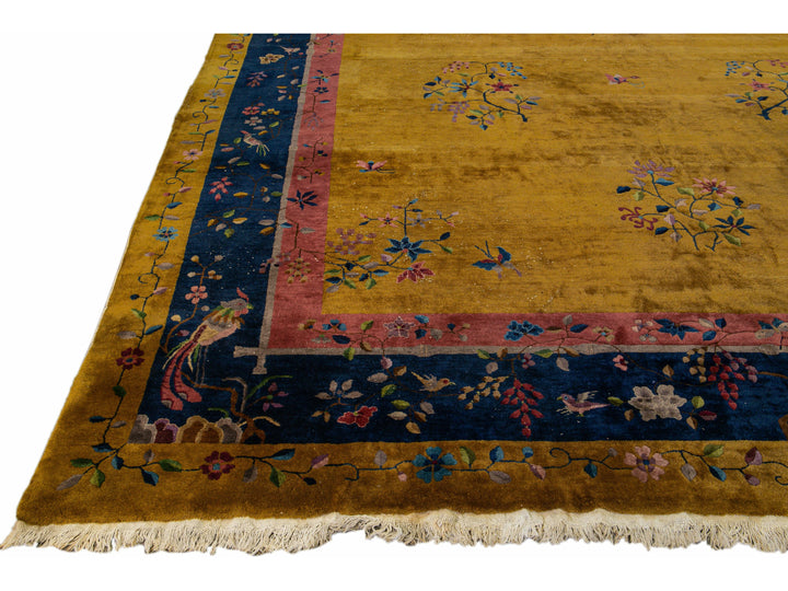 Antique Art Deco Chinese Wool Rug 12 X 20