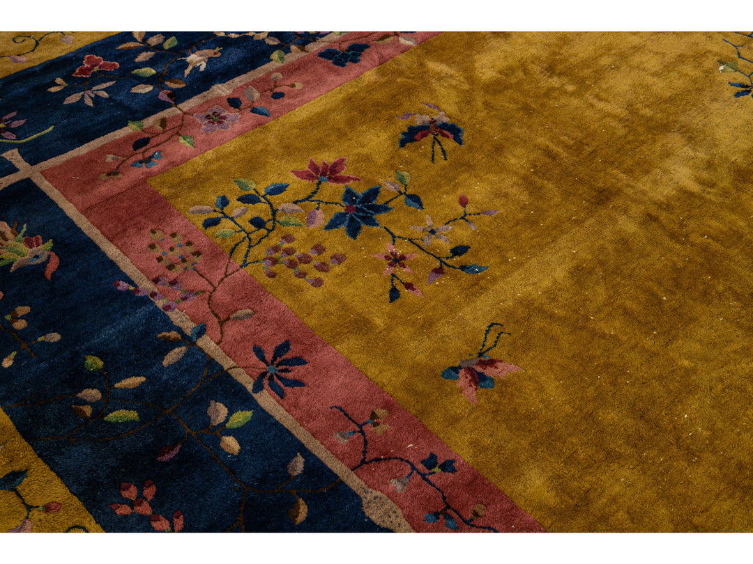 Antique Art Deco Chinese Wool Rug 12 X 20